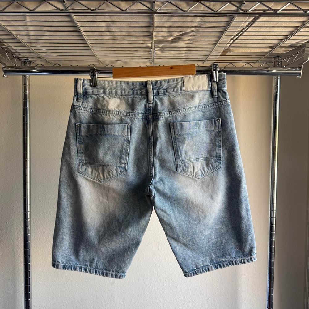 Southpole Distressed Denim Shorts Light Acid Wash Rip Repair Skater Y2K Baggy 32
